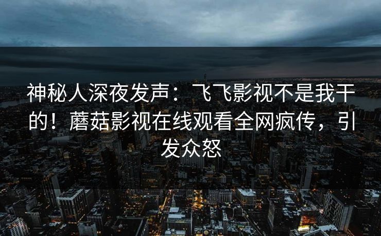 神秘人深夜发声：飞飞影视不是我干的！蘑菇影视在线观看全网疯传，引发众怒