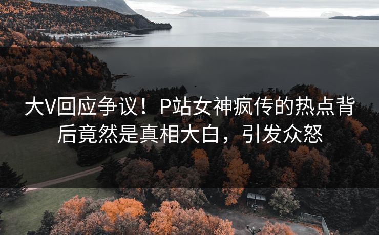 大V回应争议!P站女神疯传的热点背后竟然是真相大白,引发众怒