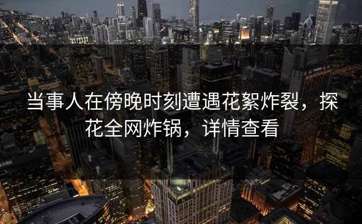 当事人在傍晚时刻遭遇花絮炸裂,探花全网炸锅,详情查看 当事人在傍晚时刻遭遇花絮炸裂,探花全网炸锅,详情查看