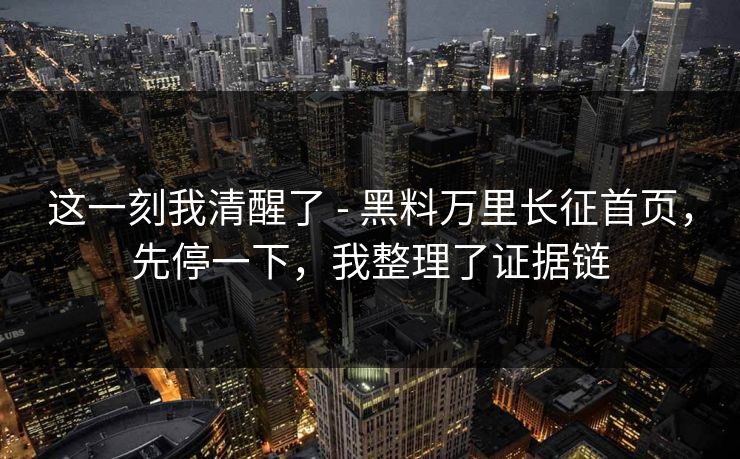 这一刻我清醒了 - 黑料万里长征首页，先停一下，我整理了证据链
