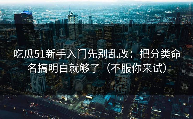 吃瓜51新手入门先别乱改：把分类命名搞明白就够了（不服你来试）